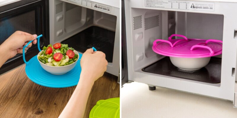 4 In 1 Microwave Plastic Stand Multifunctional Stacker Rack Kitchen Plate Shelf Mini Desk Heating Food Tray Cookware Inserts