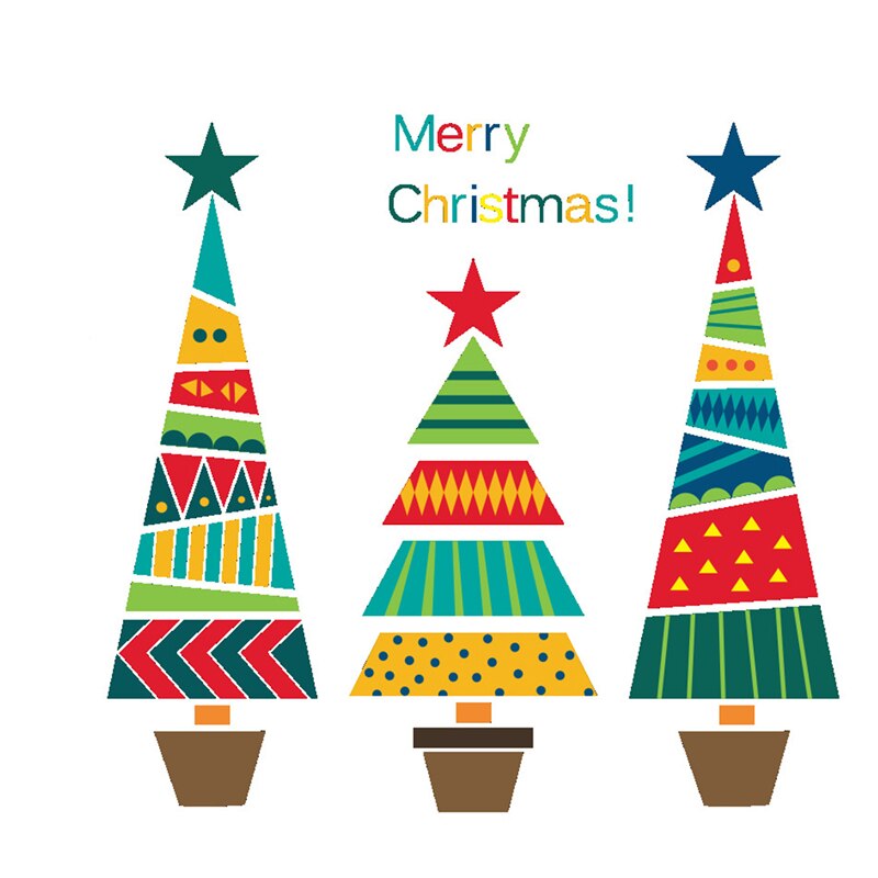 Merry Christmas Tree Star Wall Stickers Home Decals Living Room Decorations DIY PVC Festival Window: Default Title
