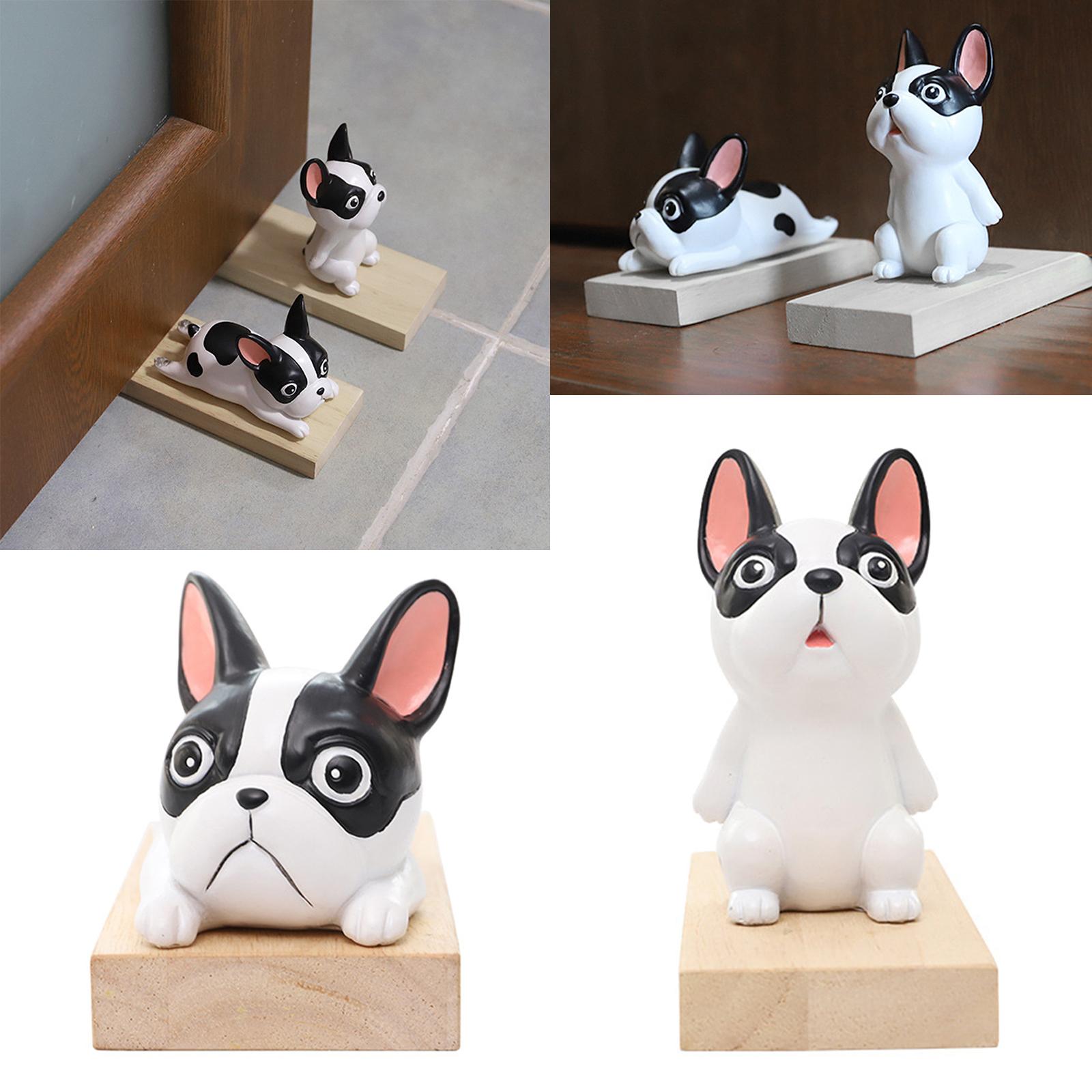 Bulldog Shape Door Stopper Doorways Slip Resistant Wood Base Wedge Door Stop for Baby Protection Home Office Decor Ornament