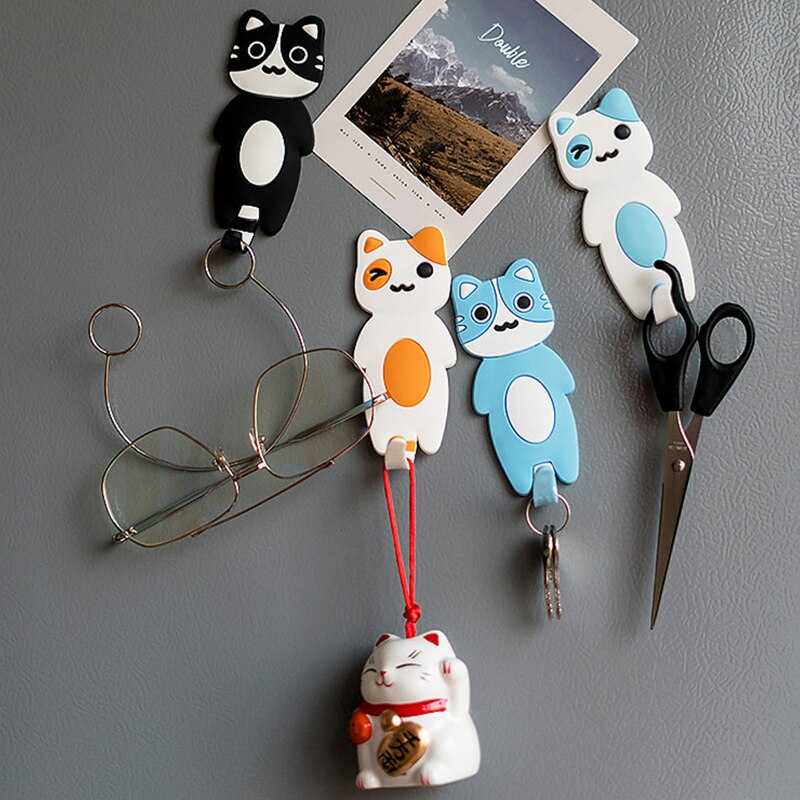 Refrigerator Hooks Magnetic seamless Fridge Magnets Cartoon Cute Pet Home Fridge Sticker Coat Hanger Key Holder Storage Hook