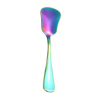 Cucharas de acero inoxidable para cuchara, Mini cucharas de café chapadas en titanio, vajilla colorida de arcoíris y oro rosa, de cucharas con cabeza cuadrada: Colorful
