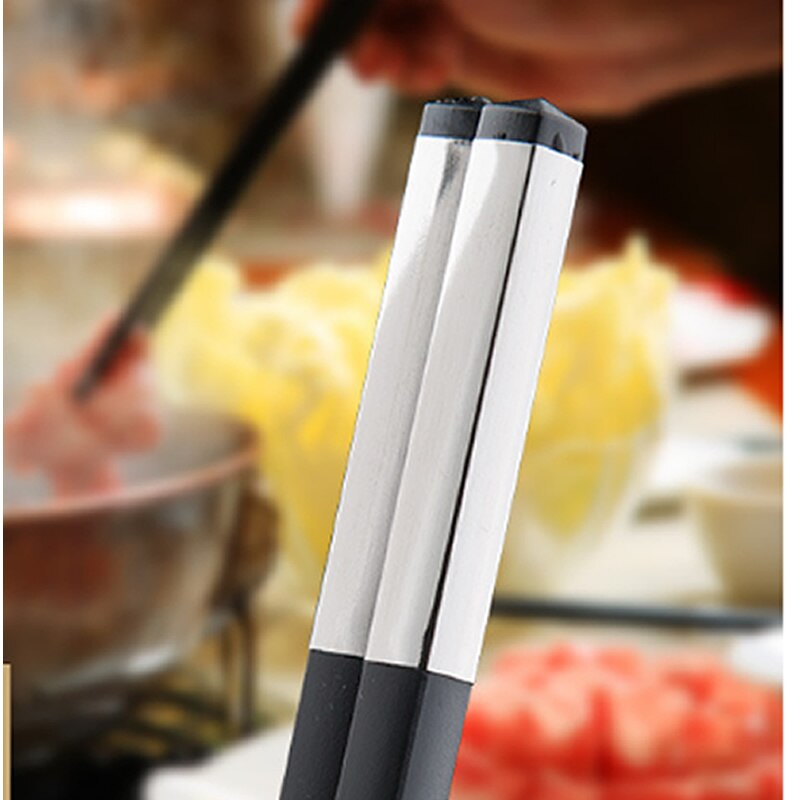 1 Pairs 304 Stainless Steel Head Chinese Alloy Chopsticks Non-Slip Reusable Chopstick For Sushi Food Sticks Kitchen Has