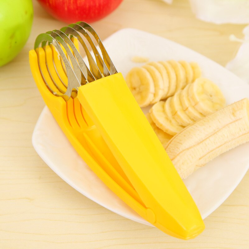 Bananenschneider aus Edelstahl, Gemüseschneider, Obstsalatschneider, Küchenzubehör, Eisbecher, Schere, Spielereien zum Kochen