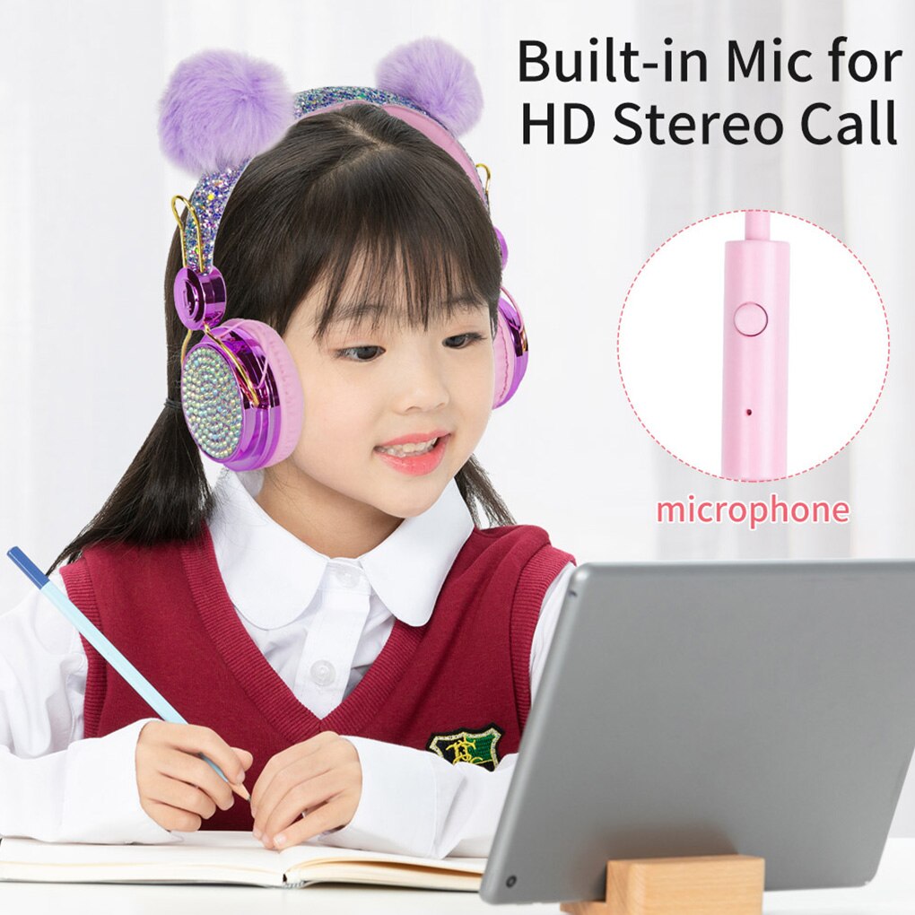 Children Headset Cartoon Wired 3.5mm Kids Headphone Portable Adjustable Headphone for Phone Computer Laptop