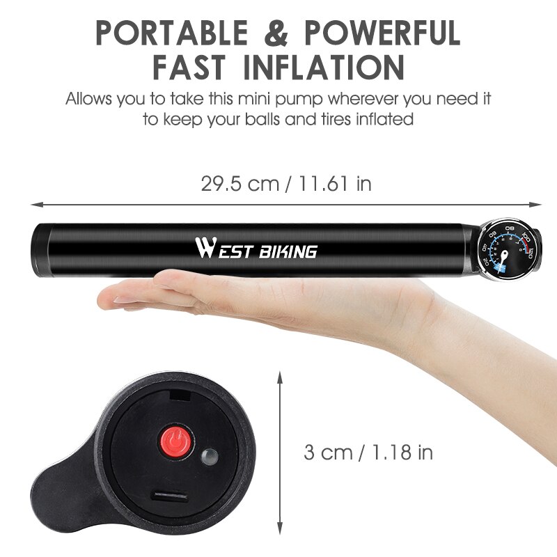 WEST BIKING Bicycle Electric Pump Bike Inflator 150 PSI USB Rechargeable Portable Car MTB Road Bike Inflator Cycling Tire Pump