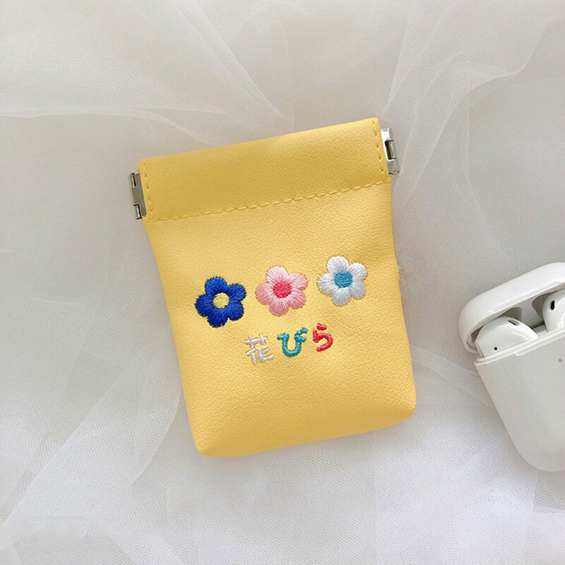 Sac de rangement pour femmes, mignon sac de rangement pour fleurs broderie, porte-monnaie Portable, câble de données, écouteurs Bluetooth étui de protection