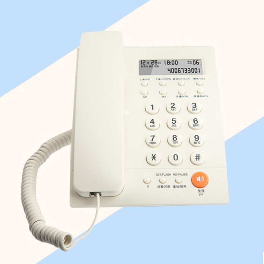 Kleine Business Kantoor Telefoon Met Caller Id, R Transfer Knop, Verstelbare Lcd Helderheid, Niet Storen, snoer Vaste: WHITE