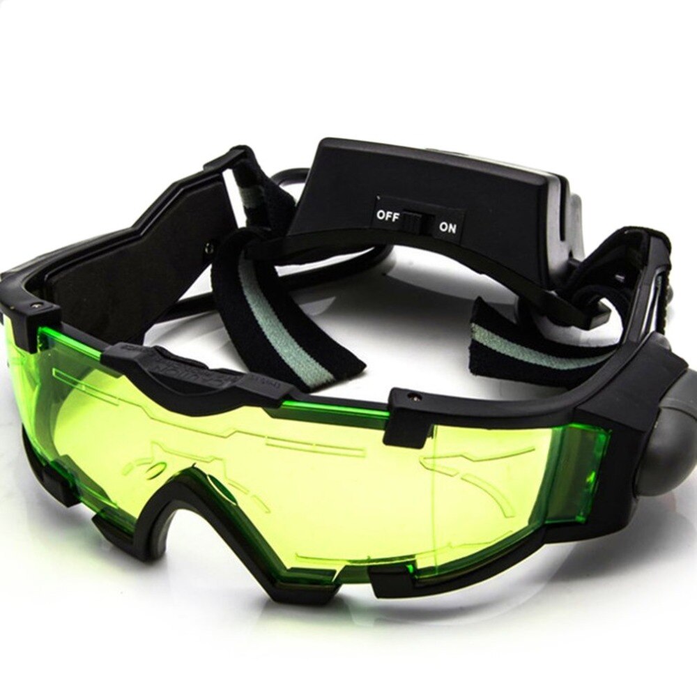 Adjustable Windproof Elastic Band Night Vision Goggles Glass Children Protection Glasses Green Lens Eye Shield with LED