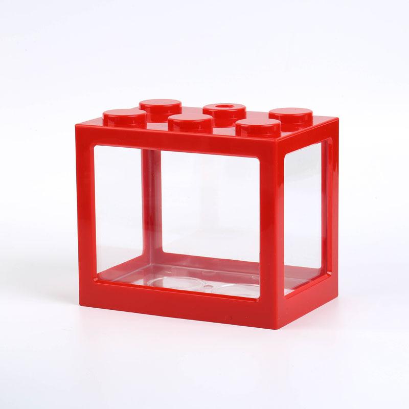 Mini Aquarium Fish Tank Fishbowl for Rumble Fish Marimo Spider Marimo Aquarium Accessories Small Reptile Pet Box 12*8*10.5cm: Red