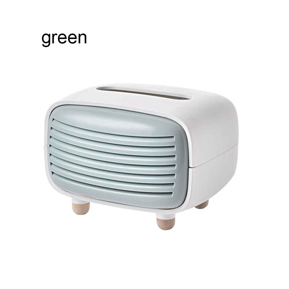Boîte de mouchoirs en forme de Radio créative, porte-papier en plastique, boîte de rangement de serviettes en papier Chic salon, décoration de maison hôtel Restaurant: green