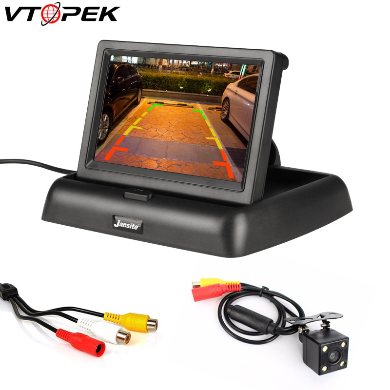 Vtopek 4.3 Inch Hd Display Opvouwbare Auto Monitor Tft Lcd Camera Screen Reverse Camera Parking System Voor Auto Achteruitkijkspiegel Monitoren