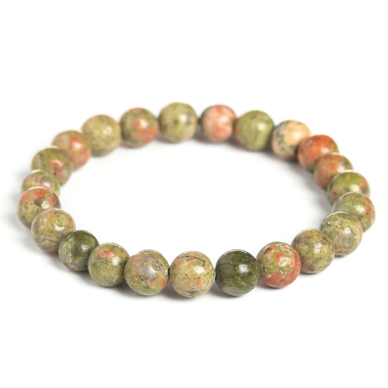 JD naturel Unakite jaspe pierre cristal Quartz perles Bracelets pour femme forme ronde Bracelet bijoux bijoux Vintage