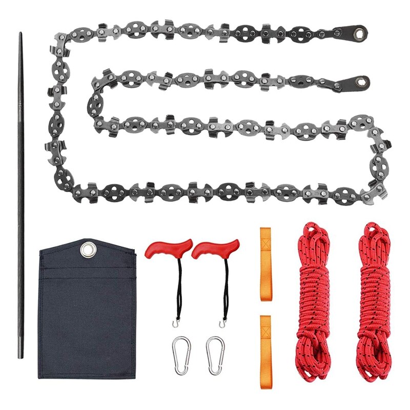 High-Reach Tree Limbs Hand Wire Saw with Two Ropes,Sharp Tooth Blades on Both Sides,Folding Pocket Chain Saw,for Camping