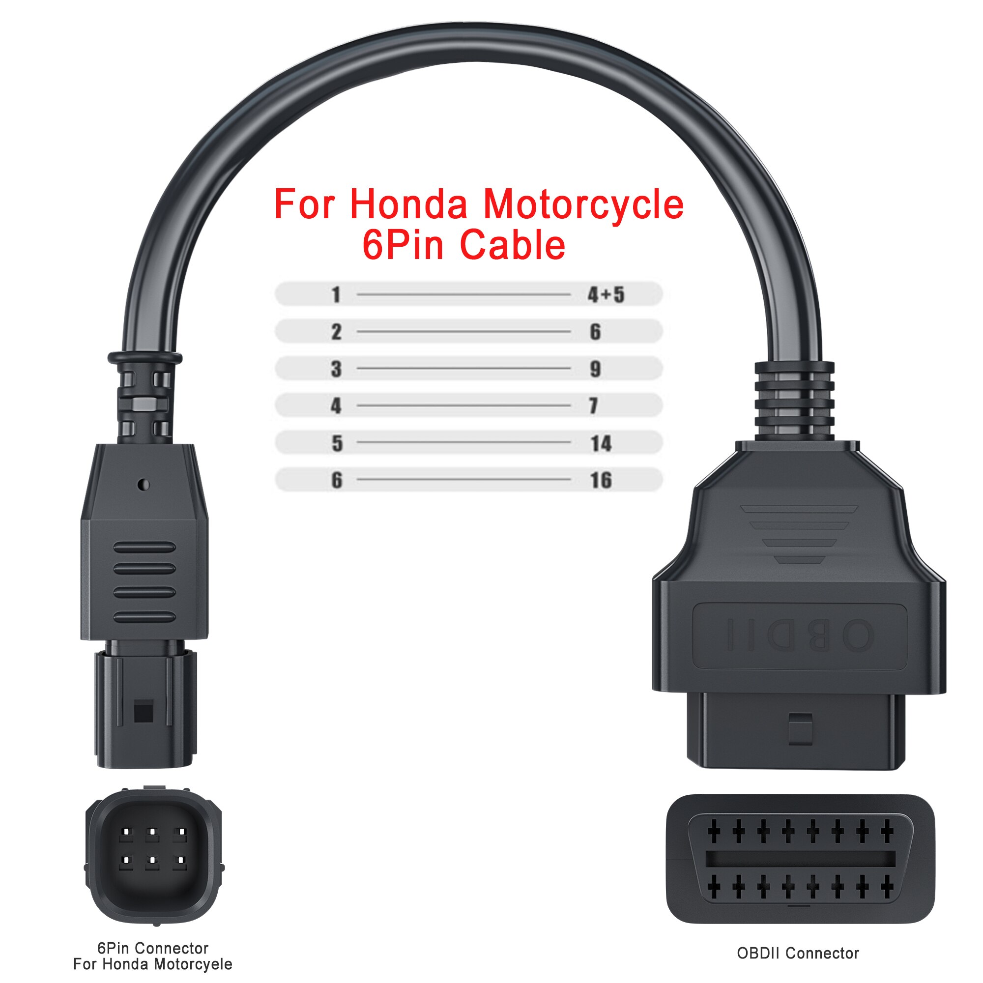 Câble adaptateur OBD pour Diagnostic de moto Ducati, 4 broches vers OBD2 16 broches, pour HONDA 4 broches/6 broches pour YAMAHA 3 broches/4 broches: For Honda 6 Pin
