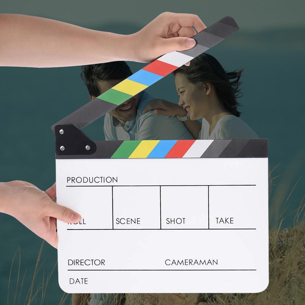 Regissør videoscene klapperbord fargerike klapperbrett kutte rekvisitt akryl tørr slette regissør tv film film handling skifer klappe