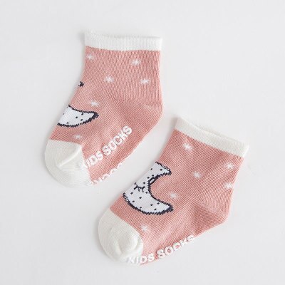 Baby Anti-Slip Lente Sokken Herfst/Winter Cartoon Asymmetrie Leuke Peuter Katoen Vloer Sokken Kinderen Sokken voor Kinderen: pink moon