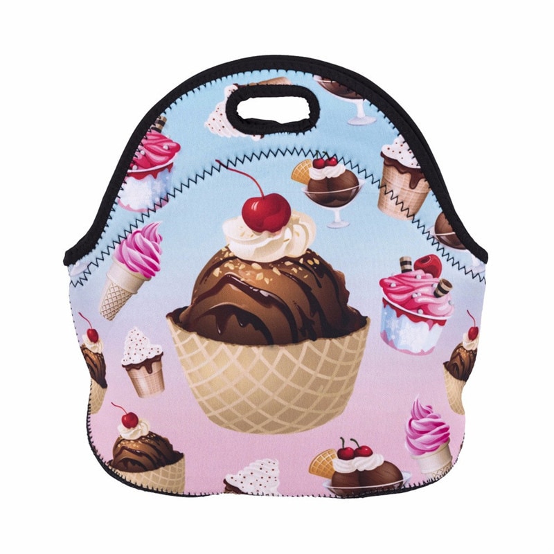 Thermal Insulated 3d Print Neoprene Lunch Bag for Man Women Kids Lunch Bags Cooler Insulation Lunch Box Food Bag: J