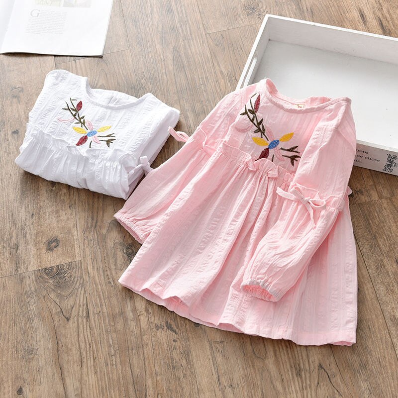 Blusas y camisas para niños y niñas, Tops con bordado Floral, camisas informales de manga larga para otoño, T01