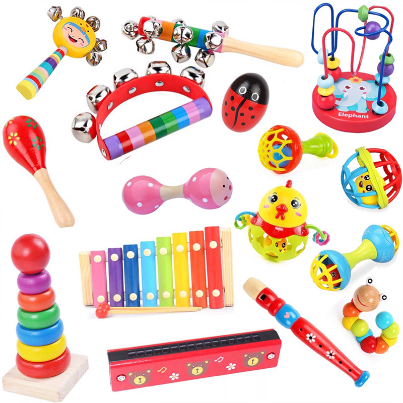 Baby Spielzeug 0 12 Monate Aus Holz Rassel Spielzeug Baby Shaker Hand Glocke Baby Rassel Sand Hammer Musical Spielzeug Montessori Pädagogisches spielzeug