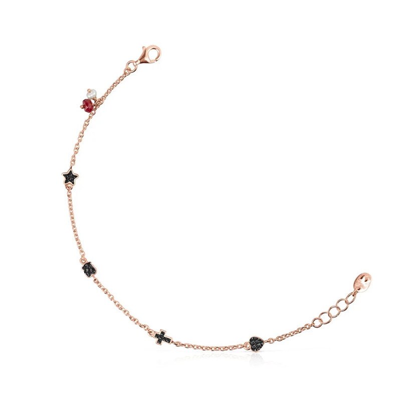 Women Men Punk Silver Color Rose Gold Titanium Steel Weave Bear Hollow Star Chain Leather Bracelets Pulseras Jewelry