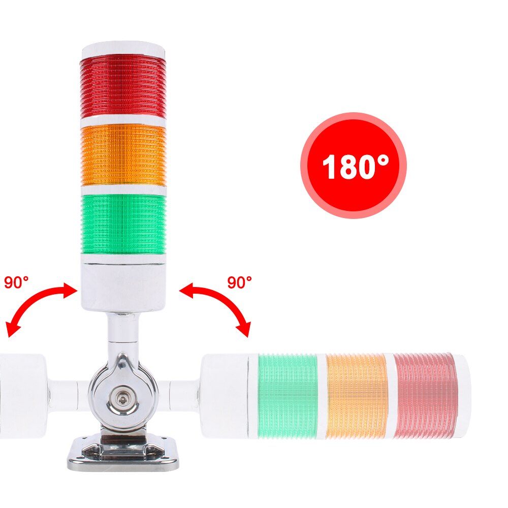 Plastic Sliver Rotatable Stack Light Red Amber Green Warn Light Industrial for CNC machine Led 220v 12-24V Steady Flash Sound