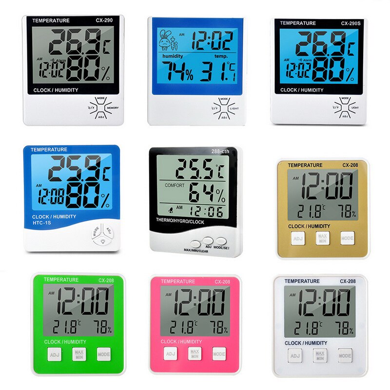 Indoor Outdoor Digital Wireless Thermometer Hygrometer With Clock LCD Display Temperature Humidity Meter