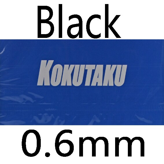 Kokutaku voor tafeltennisrubber met 40+  lange noppen zonder spons (topsheet, ox) met spons 0.6mm: Zwart 0.6mm