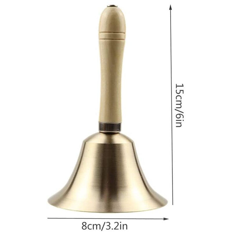 Hand Bell Extra Luid Massief Messing Hand Bel Met Houten Handvat Multipurpose Voor School Kerk Hotel Kerst Bruiloft Service