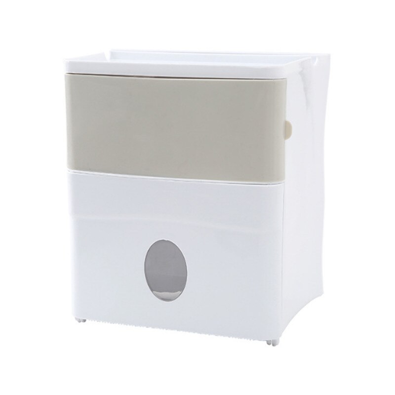 Double couche étanche multifonction salle de bain boîte de rangement mural papier toilette plateau rouleau papier Tube porte-papier hygiénique: Beige