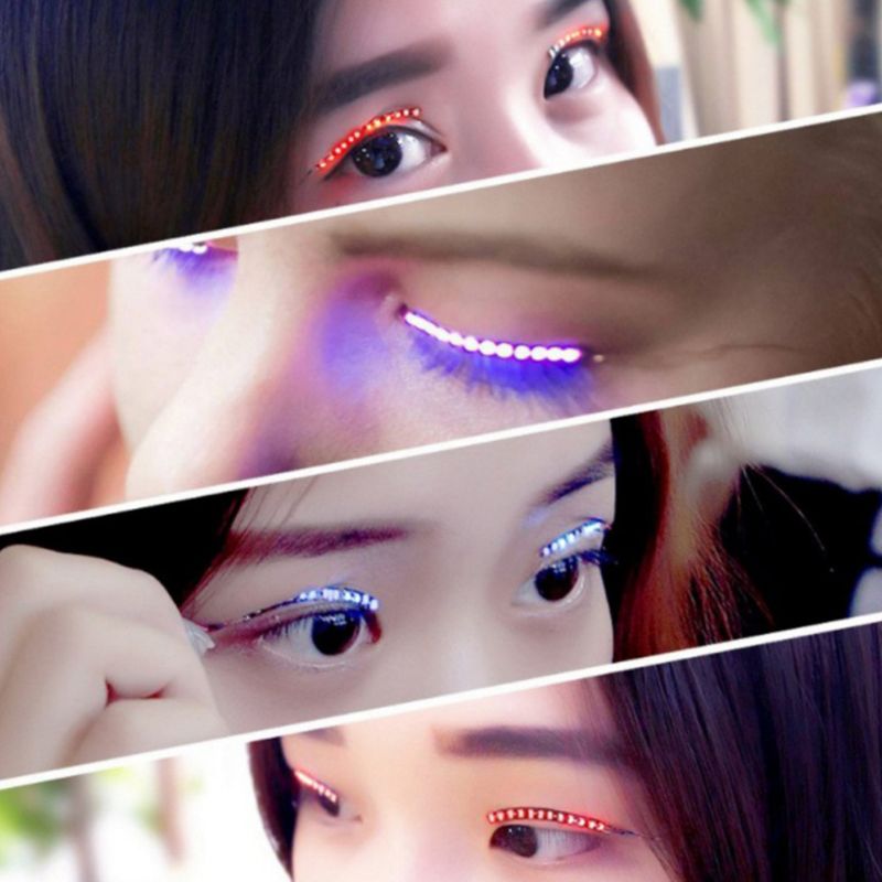 Pestañas postizas con luz LED Unisex, maquillaje de , creativas, hechas a mano, luminosas, para Halloween