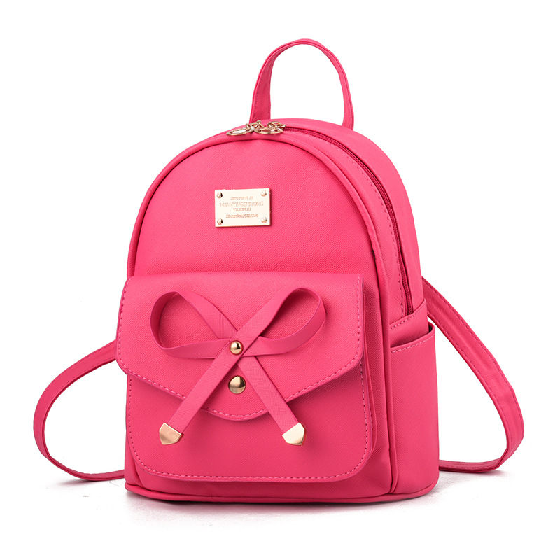 Sac à dos femme Version coréenne du collège vent sac à dos PU cuir mignon étudiant sac mignon sac à dos femmes ZF10089: Rose red