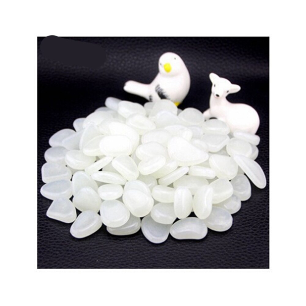 100 sztuk świetlny kostki brukowe kamyki kamienie świecące w ciemności żwir robić akwarium dekoracja obejścia ogrodu (biały)