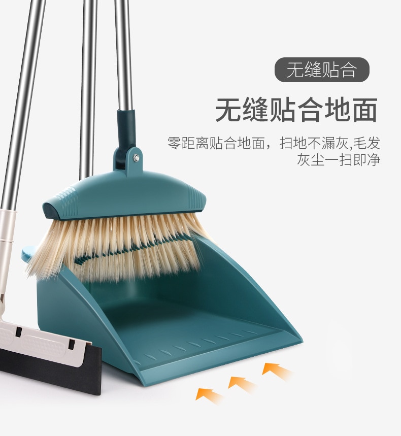 Broom and Dustpan Set Upright Standing Dust Pan With Extendable Broomstick Cleaning Brush Broom Dustpan Set for Home Kitchen