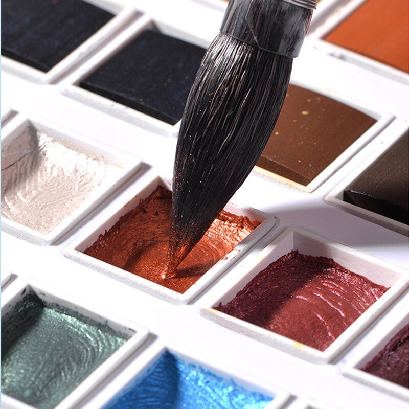 36/48 pearlescent color watercolor paint solid watercolor iron box metal painting set