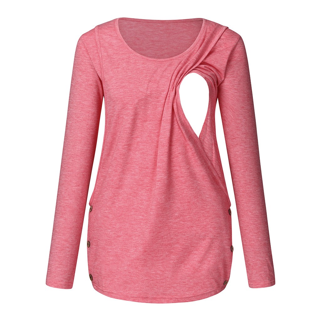 Damen Winter umstandsbluse umstandsbluse herbst seitenknopf tunika damen verlieren langarmshirts kleidung  y924