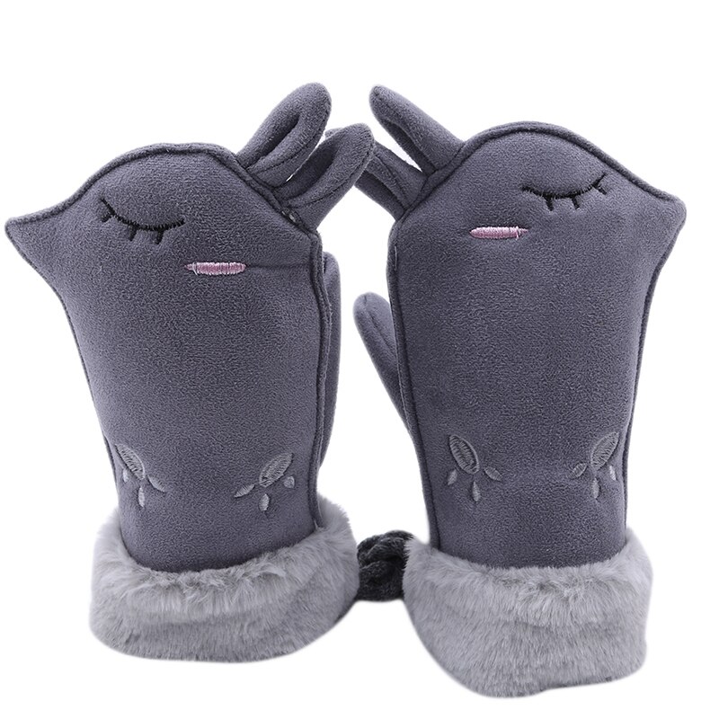 Cartoon Children's Suede Mittens Cute Gloves Winter Kids Outdoor Warm Gloves Girls Boy Thicken Full Finger Mittens