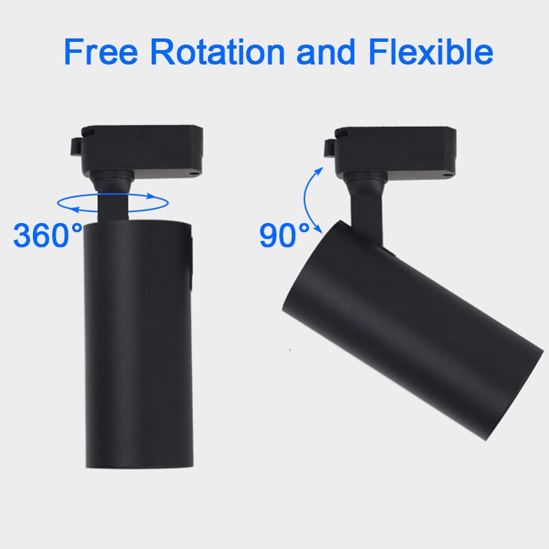 Luz de pista Led COB 30W luces de seguimiento riel de techo de aluminio 220V focos de iluminación de pista reemplazar lámparas halógenas para tienda de ropa