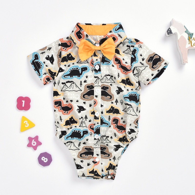 Zomer peuter jongens jumpsuit baby jongen heer strik korte mouwen romper 13