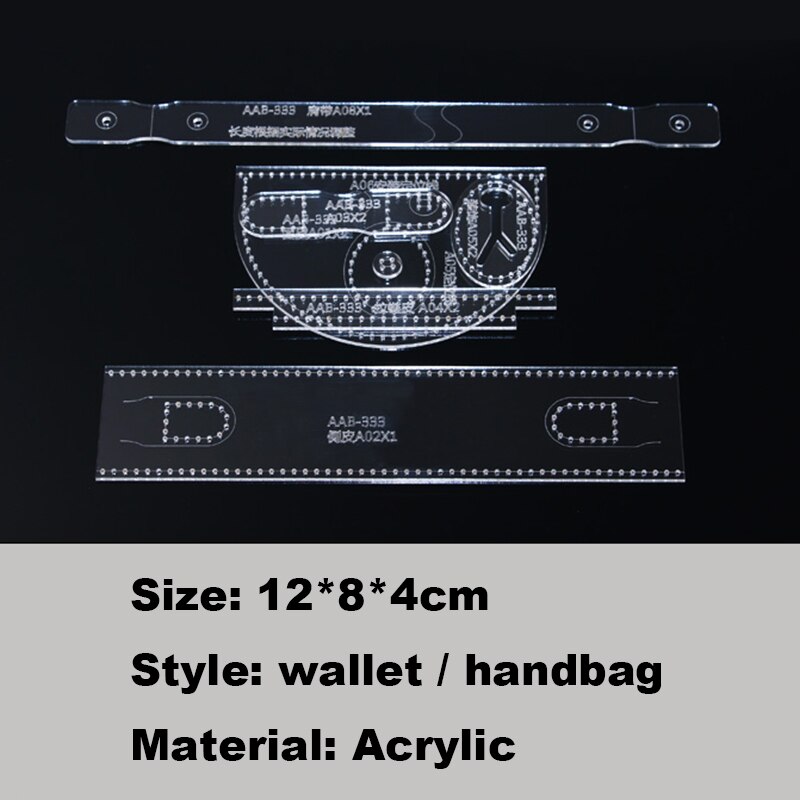 1 sæt gør-det-selv akryl skabelon til læder håndlavet håndværk mini pung taske symønster 12*8*4cm
