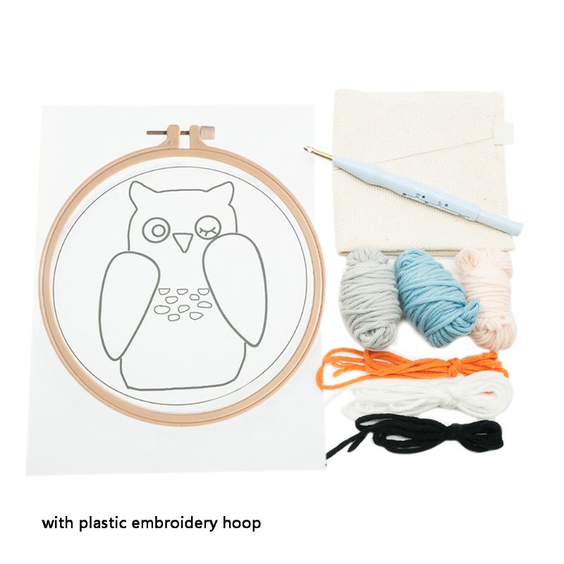DIY Unfinished Embroidery Poked Kit Fruit Animal Punch Needle Cross Stitch Bag