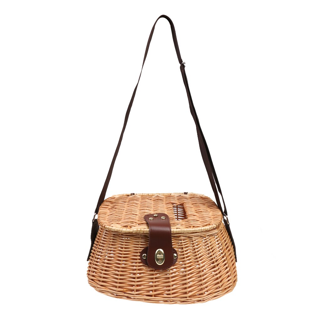 Cesta de pesca con correa ajustable para el hombro, soporte para trucha, lubina