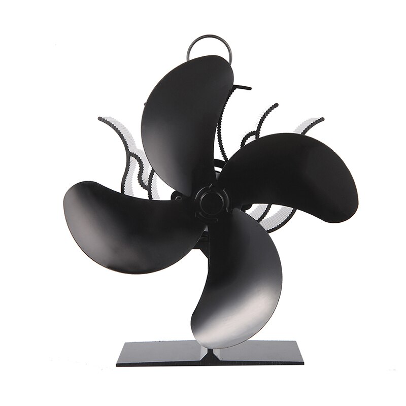 Zwarte open haard 4 bladen warmte aangedreven kachelventilator houtkachel ecofan stille thuis open haardventilator efficiënte warmteverdeling: Regulier type