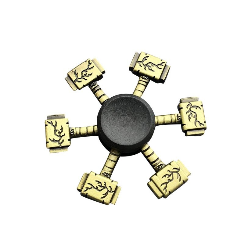 Bronze Gear Hand Spinner Finger Fidget Spinner Thor Hammer Eiffel Tower Alloy Metal Hand Tri Spiner Ring Hobbies for Adults: C