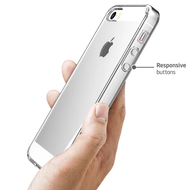 Fodral till iphone  se 5s 5 tpu silikon hållbart klart transparent mjukt fodral till apple iphone  se 5s 5 skyddande bakstycke