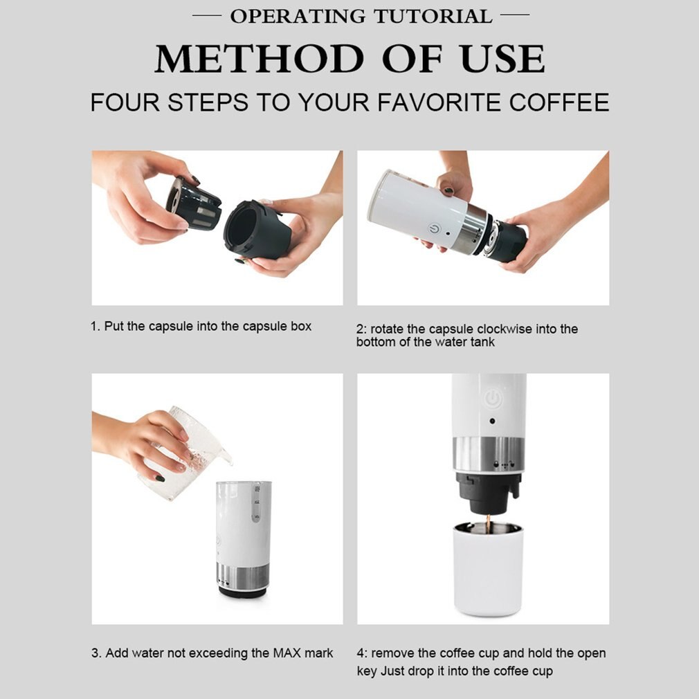 Mini Automatic Coffee Machine American Portable Espresso Coffee Maker Handheld Capsule Espresso Maker for Home Traveller
