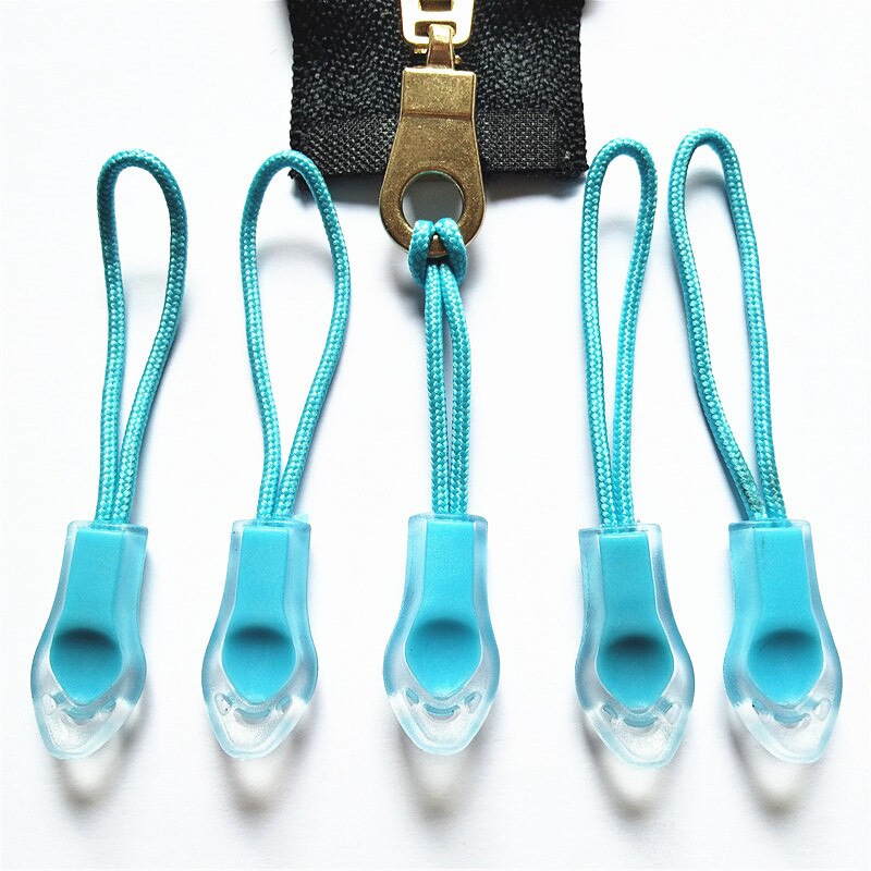 50Pcs Backpack Zipper Transparent Pull Cord Zip Fastener Zip Slider: 50pcs Lake blue