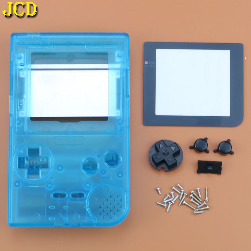 JCD 1PCS Plastic Full Case Cover Housing Shell Replacement for Gameboy Pocket Game Console for GBP Shell Case W/ Buttons Kit: L Clear Blue