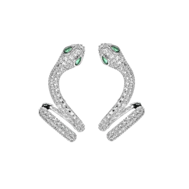 Ustar luksus slange ørekrog øreringe til kvinder sølvfarvede rhinestone øreringe kvindelige bijoux smykker