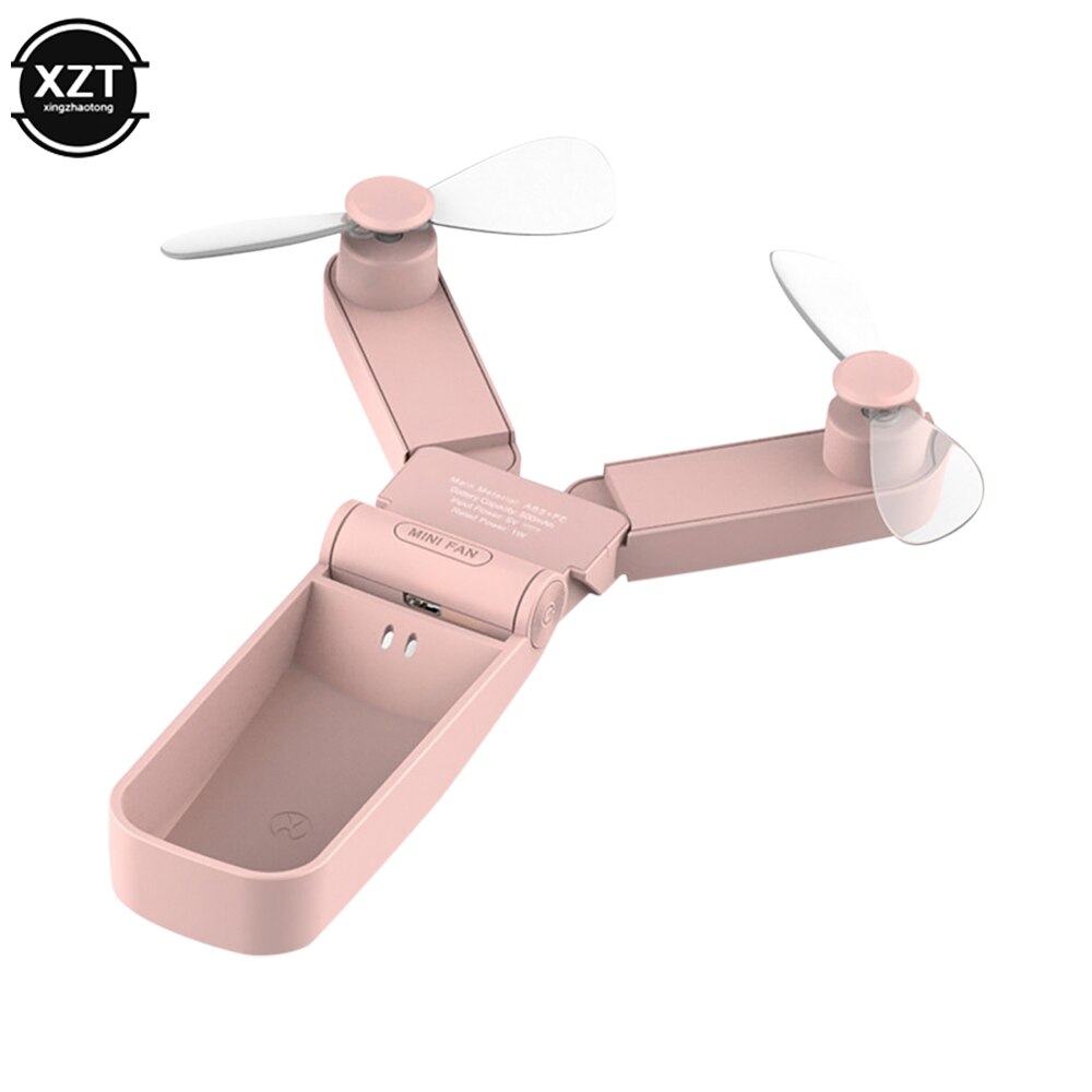 Foldable USB Mini Fan Hand Fans Electric Personal Rechargeable Dual Head Fans: B