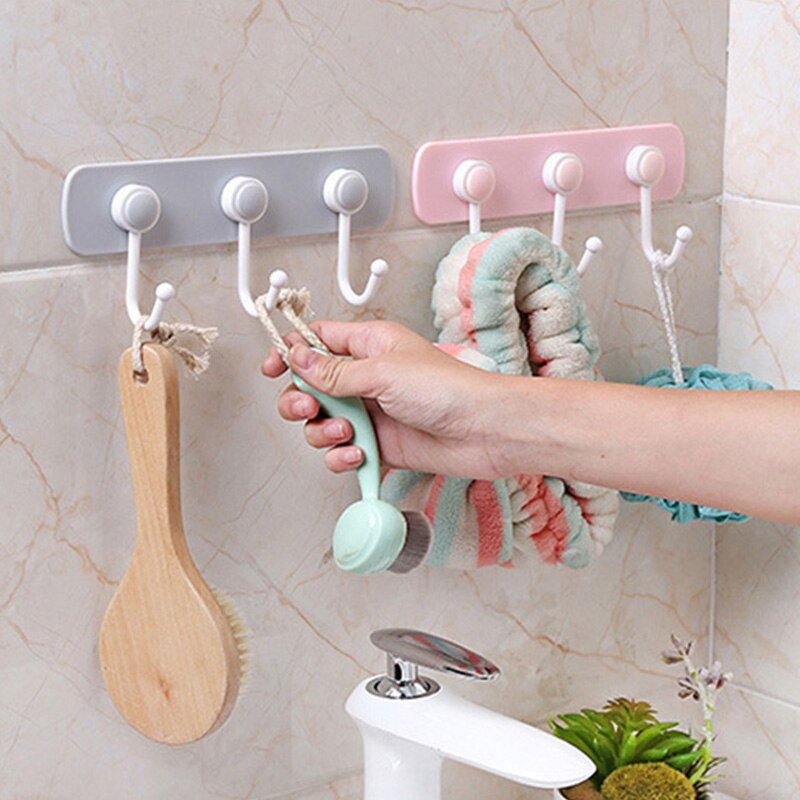 Kunststof 3 haken deurhaak keuken wandhanger blauwgrijze kleur duurzame keuken washanddoek deurhangers ruimtebesparende sleutelhouder rek